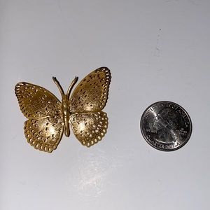 Gold Toned Butterfly Brooch Pin